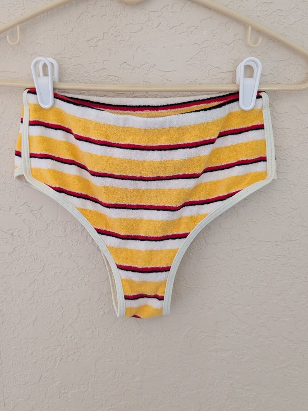 Vintage Solid & Striped 70s Bathing Suit Swim Bottom Terry Cloth Size XS
